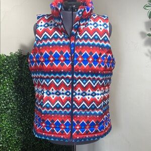 Land’s End Colorful Geometric Puffer Vest